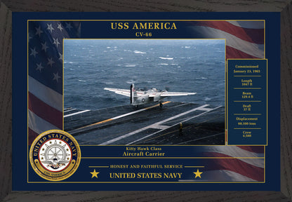 USS America CV-66 Framed Patriotic Photo