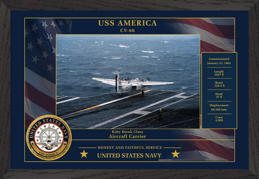 USS America CV-66 Framed Patriotic Photo
