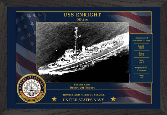 USS Enright DE-216 Framed Patriotic Photo