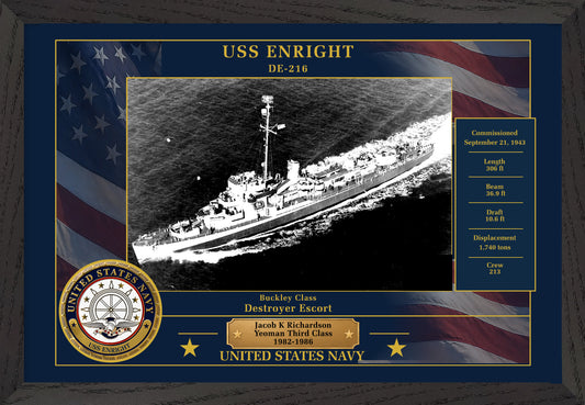 USS Enright DE-216 Framed Patriotic Photo
