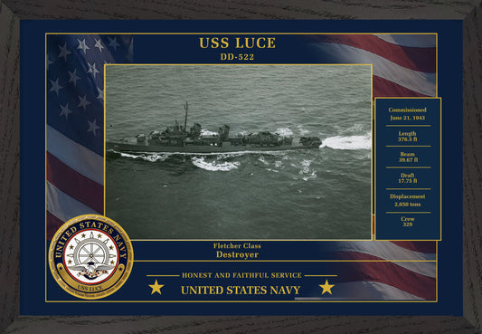 USS Luce DD-522 Framed Patriotic Photo