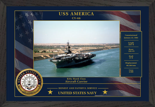 USS America CV-66 Framed Patriotic Photo