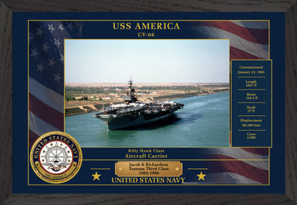 USS America CV-66 Framed Patriotic Photo