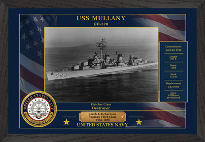USS Mullany DD-528 Framed Patriotic Photo