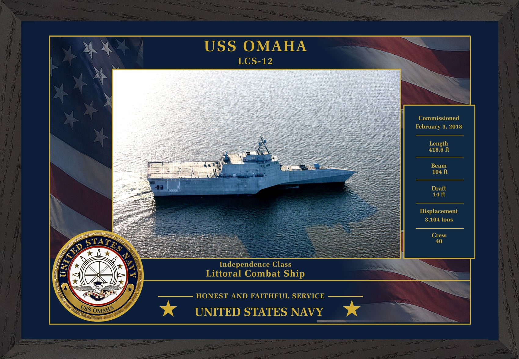 USS Omaha LCS-12 Framed Patriotic Photo