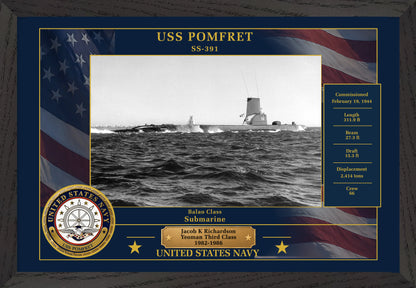 USS Pomfret SS-391 Framed Patriotic Photo