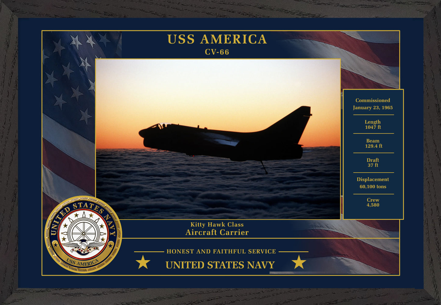 USS America CV-66 Framed Patriotic Photo