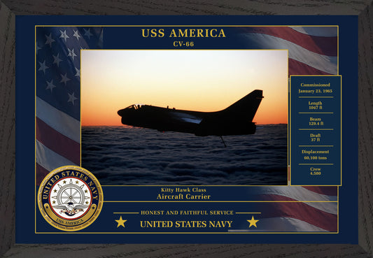 USS America CV-66 Framed Patriotic Photo