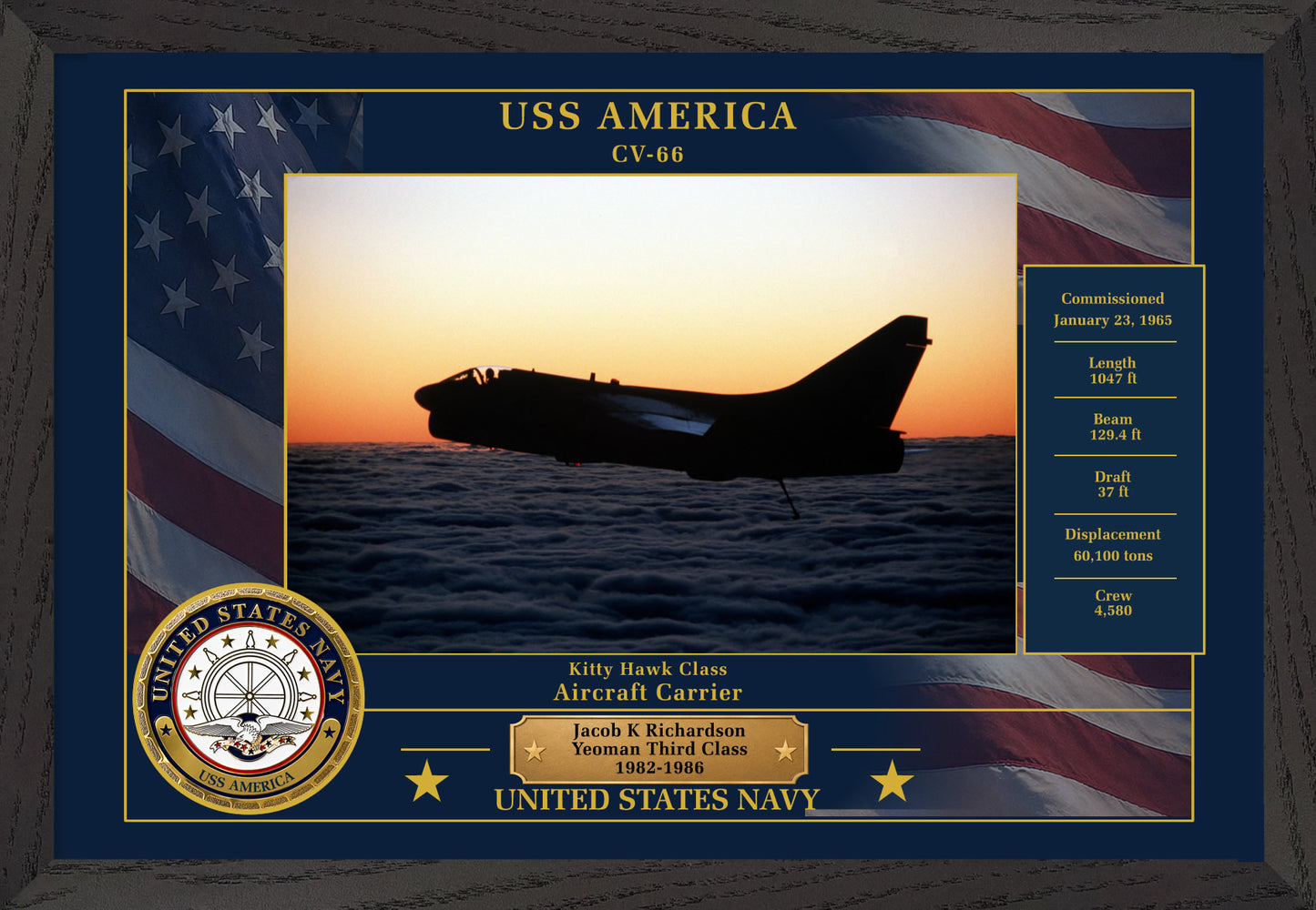 USS America CV-66 Framed Patriotic Photo