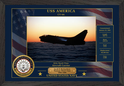 USS America CV-66 Framed Patriotic Photo