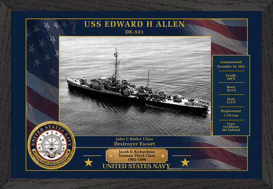 USS Edward H Allen DE-531 Framed Patriotic Photo