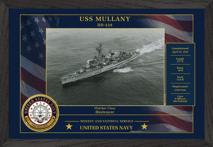 USS Mullany DD-528 Framed Patriotic Photo