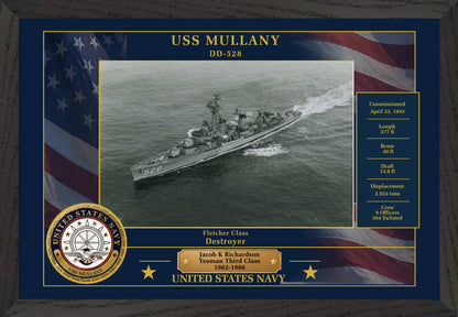 USS Mullany DD-528 Framed Patriotic Photo