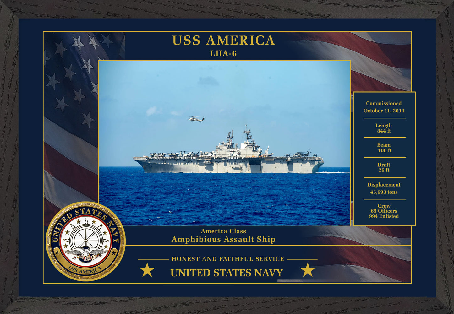 USS America LHA-6 Framed Patriotic Photo