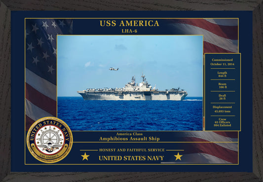 USS America LHA-6 Framed Patriotic Photo