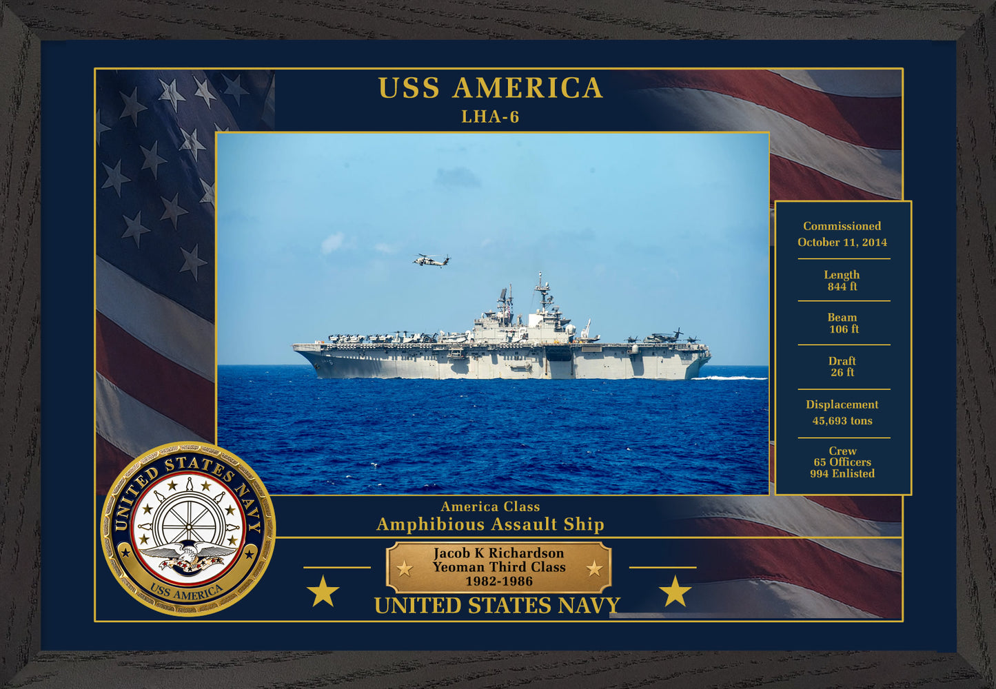 USS America LHA-6 Framed Patriotic Photo