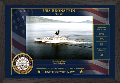 USS Bronstein FF-1037 Framed Patriotic Photo