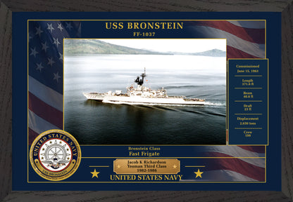 USS Bronstein FF-1037 Framed Patriotic Photo