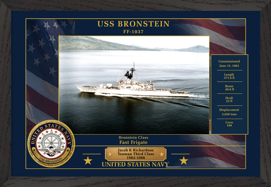 USS Bronstein FF-1037 Framed Patriotic Photo