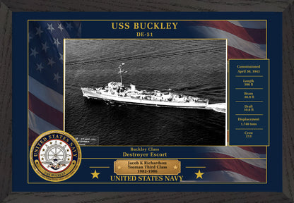 USS Buckley DE-51 Framed Patriotic Photo