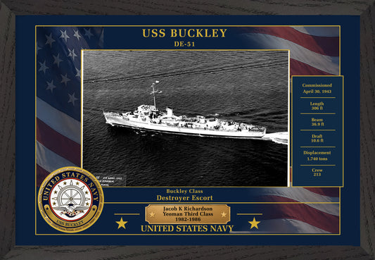USS Buckley DE-51 Framed Patriotic Photo