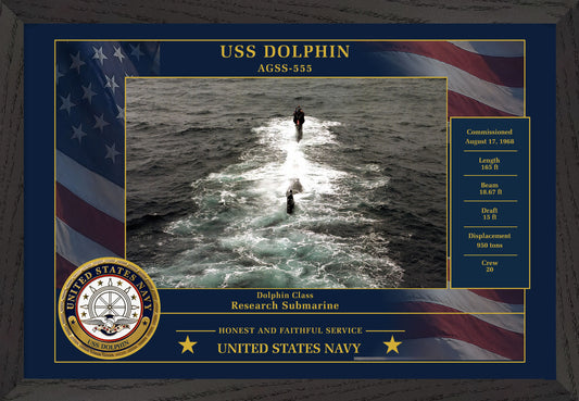 USS Dolphin AGSS-555 Framed Patriotic Photo