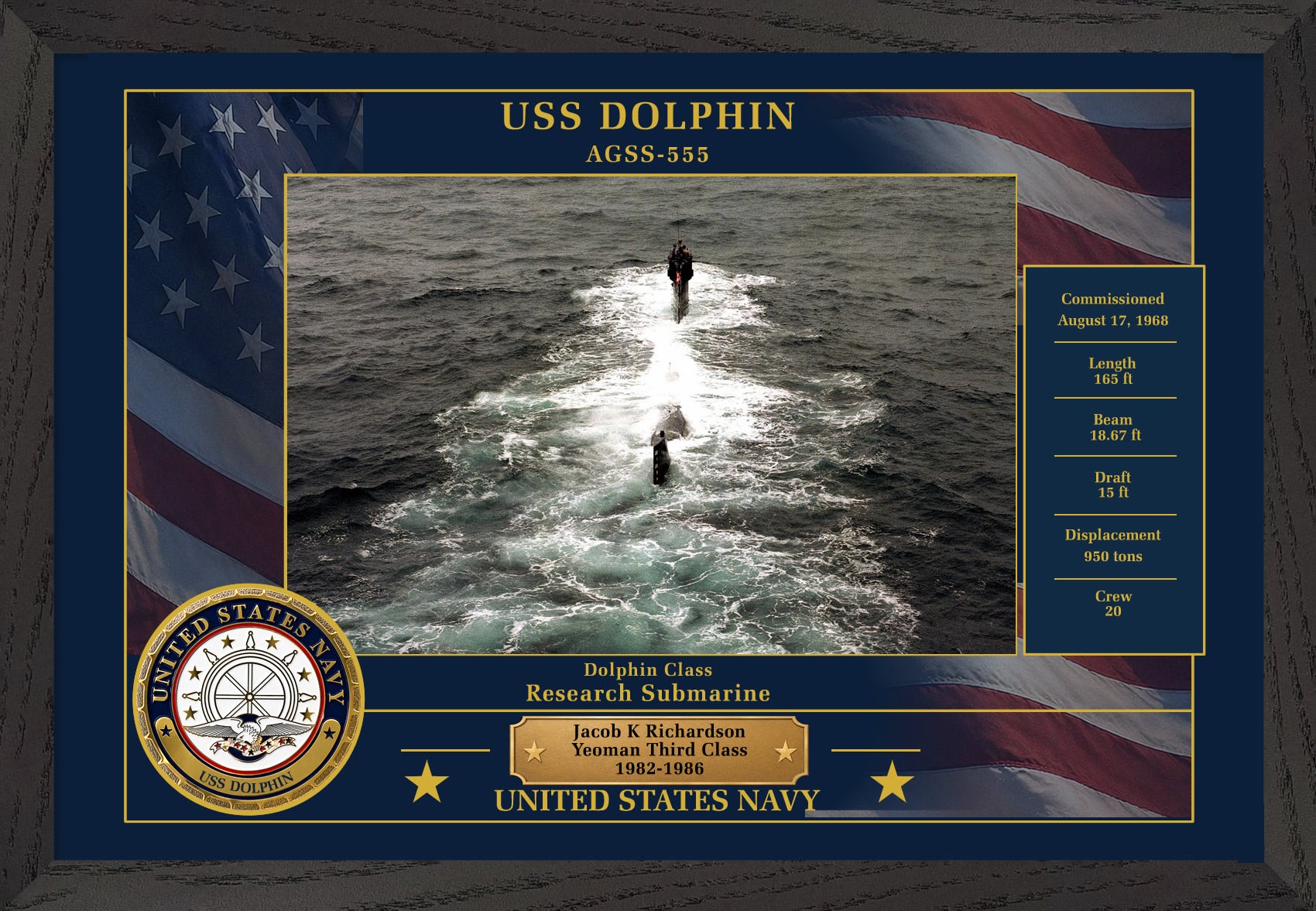 USS Dolphin AGSS-555 Framed Patriotic Photo