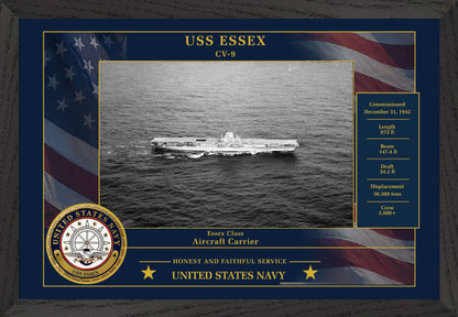 USS Essex CV-9 Framed Patriotic Photo