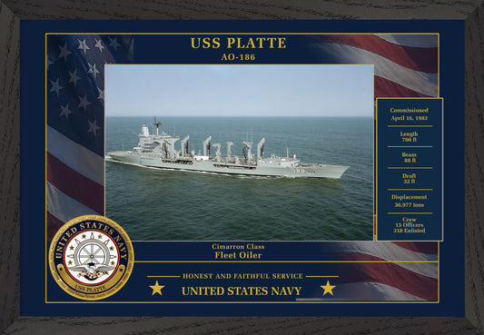 USS Platte AO-186 Framed Patriotic Photo