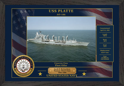 USS Platte AO-186 Framed Patriotic Photo