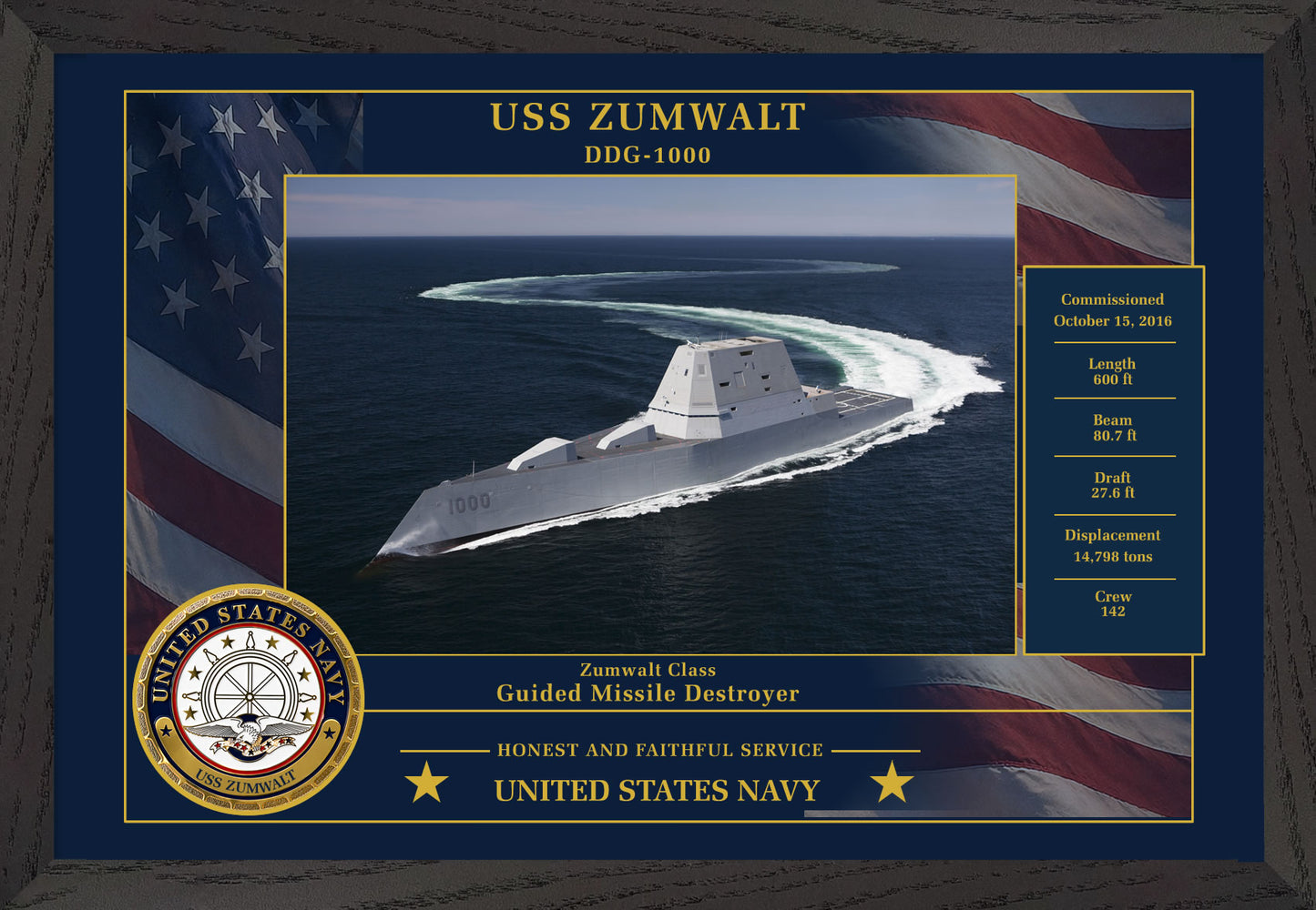 USS Zumwalt DDG-1000 Framed Patriotic Photo