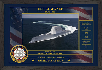 USS Zumwalt DDG-1000 Framed Patriotic Photo