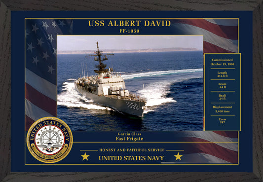 USS Albert David FF-1050 Framed Patriotic Photo