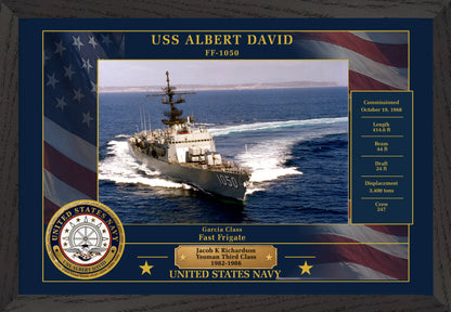 USS Albert David FF-1050 Framed Patriotic Photo