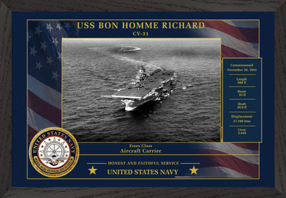 USS Bon Homme Richard CV-31 Framed Patriotic Photo