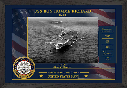 USS Bon Homme Richard CV-31 Framed Patriotic Photo