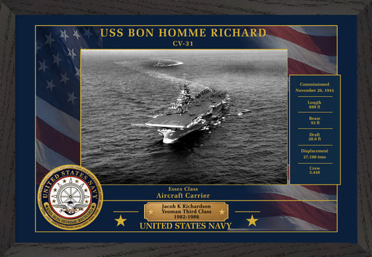USS Bon Homme Richard CV-31 Framed Patriotic Photo