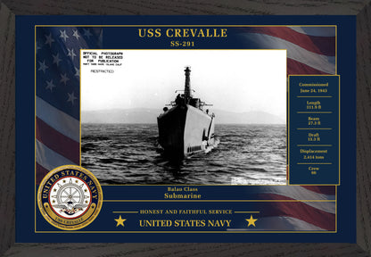 USS Crevalle SS-291 Framed Patriotic Photo