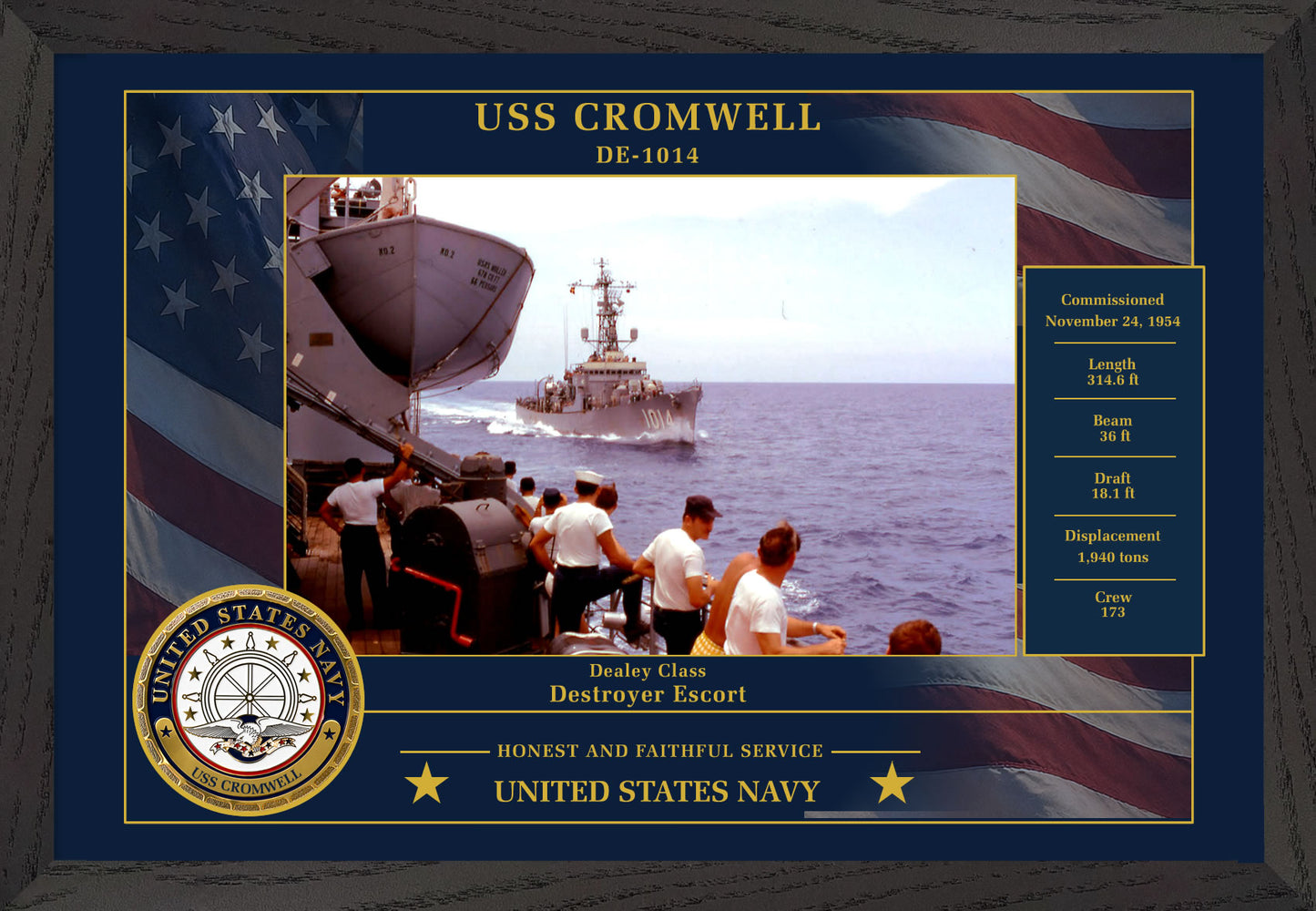 USS Cromwell DE-1014 Framed Patriotic Photo