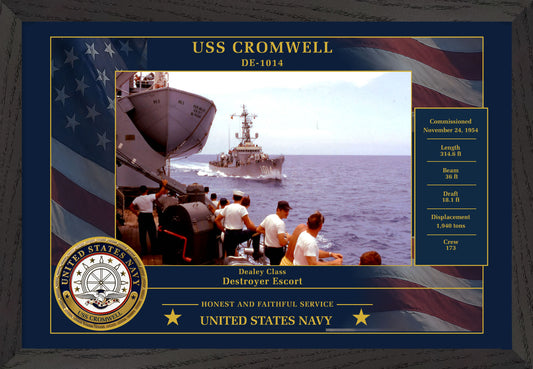 USS Cromwell DE-1014 Framed Patriotic Photo