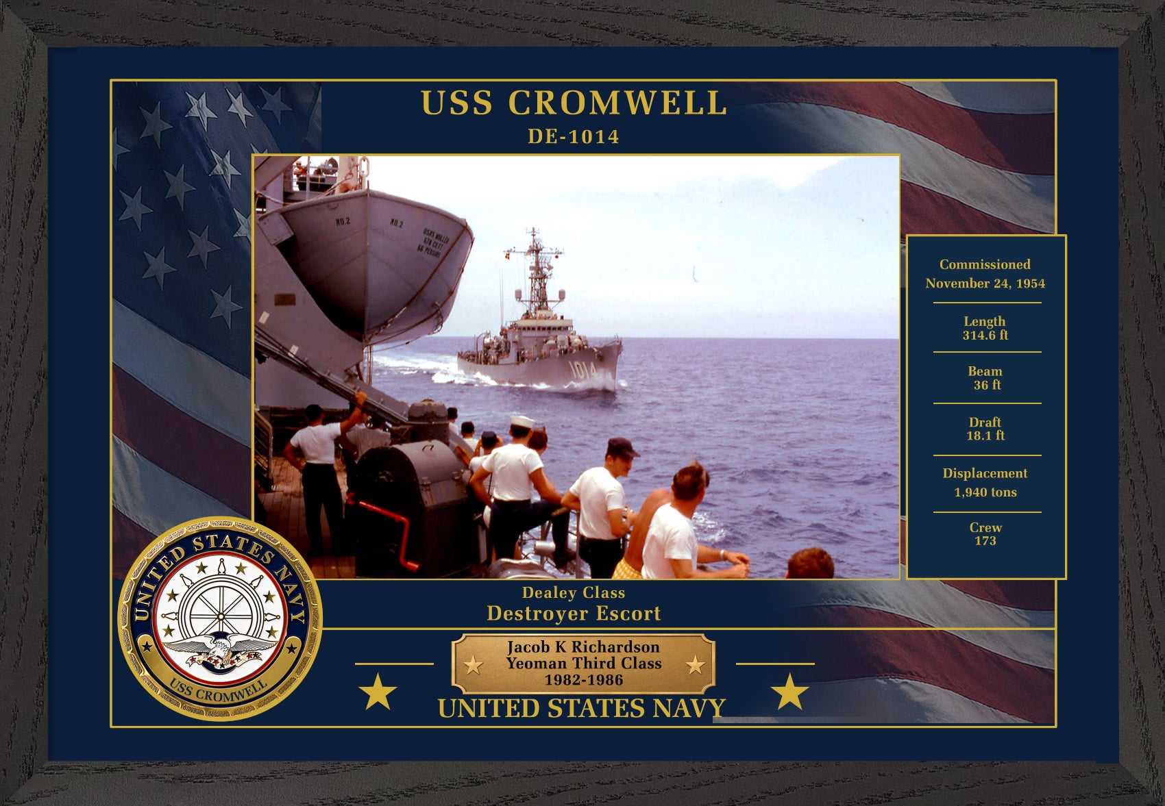USS Cromwell DE-1014 Framed Patriotic Photo