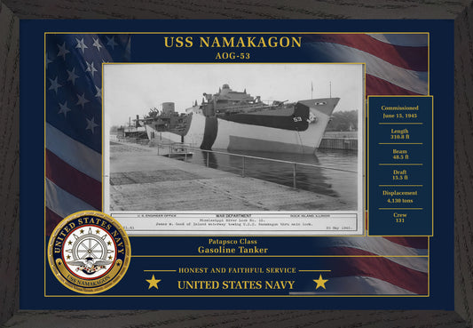 USS Namakagon AOG-53 Framed Patriotic Photo