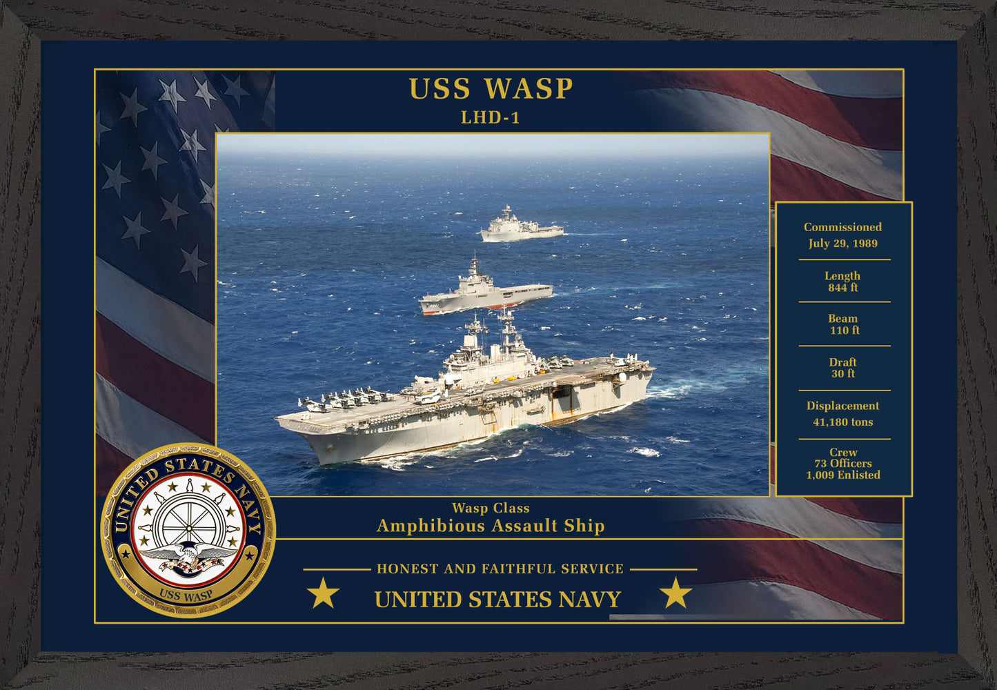USS Wasp LHD-1 Framed Patriotic Photo