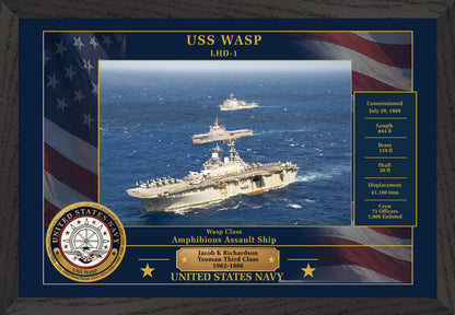 USS Wasp LHD-1 Framed Patriotic Photo