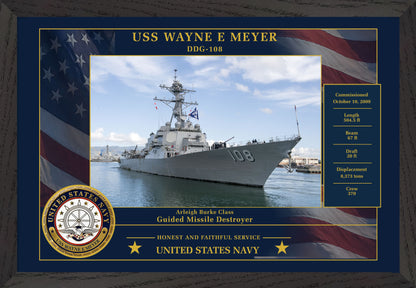USS Wayne E Meyer DDG-108 Framed Patriotic Photo