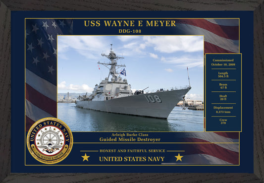 USS Wayne E Meyer DDG-108 Framed Patriotic Photo