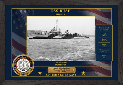 USS Bush DD-529 Framed Patriotic Photo