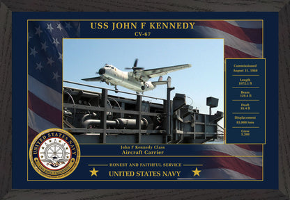 USS John F Kennedy CV-67 Framed Patriotic Photo