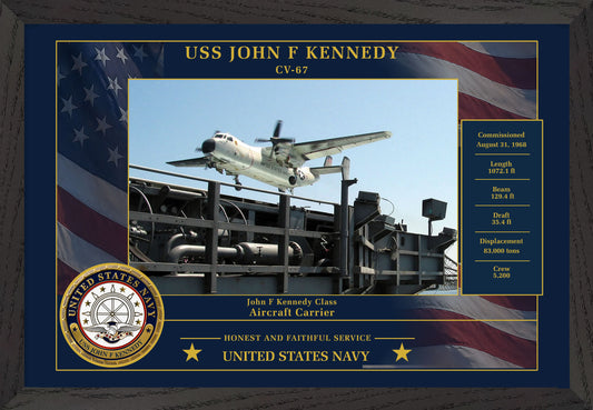 USS John F Kennedy CV-67 Framed Patriotic Photo
