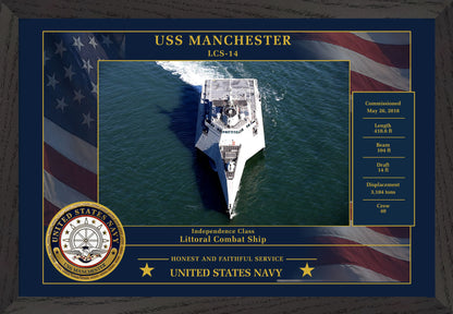 USS Manchester LCS-14 Framed Patriotic Photo